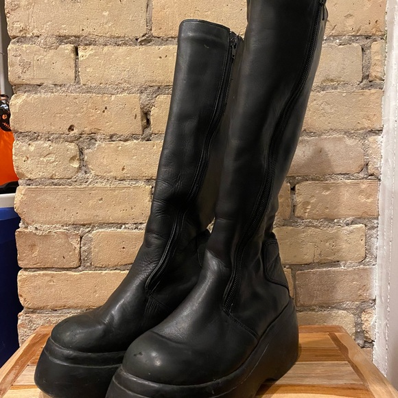 Vintage 90’s Aldo black leather double-zip boots - Picture 2 of 4